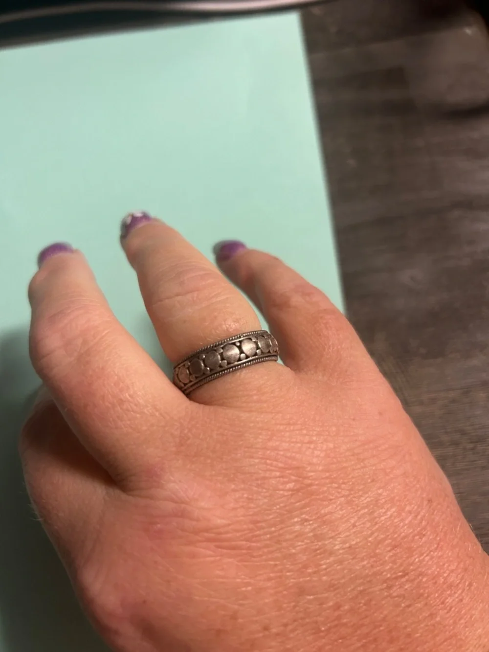 Sterling Silver Circles Band Ring - Silver 9.5‎